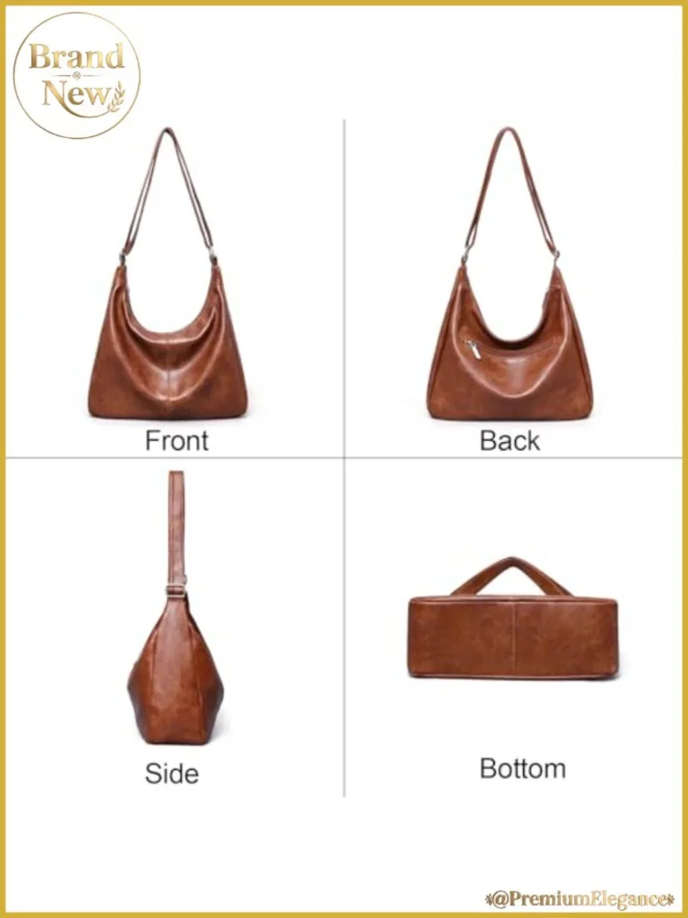 Vegan Leather Slouchy Hobo Bag with Adjustable Strap